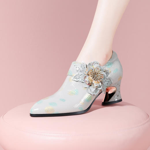 春季新款，超迁皮花朵高跟单鞋YSML-A006-H880 商品图1