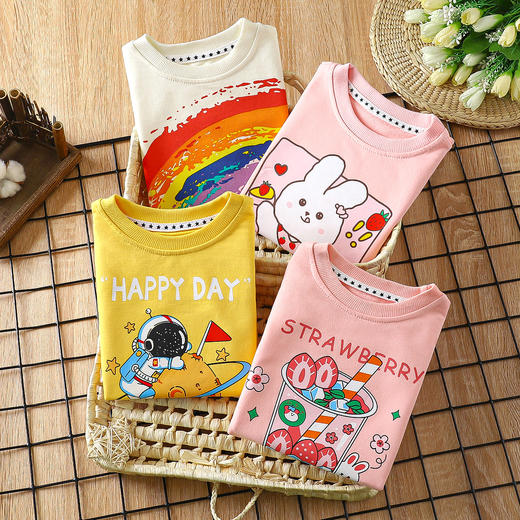 【2件5折】儿童纯棉A类春季卫衣男童女童休闲上衣40支精梳棉 商品图2