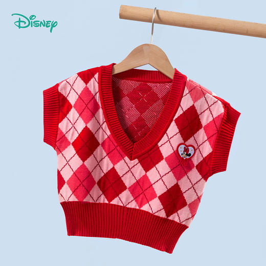 【商场同款】
迪士尼童装女童针织背心马甲春秋洋气中大童宝宝套头短袖针织上衣 商品图7