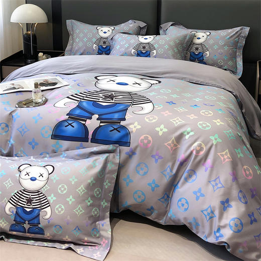 自然醒60支长绒棉泰迪熊四件套金太阳面料正版授权全棉轻奢潮尚大牌风床上用品KY 商品图2