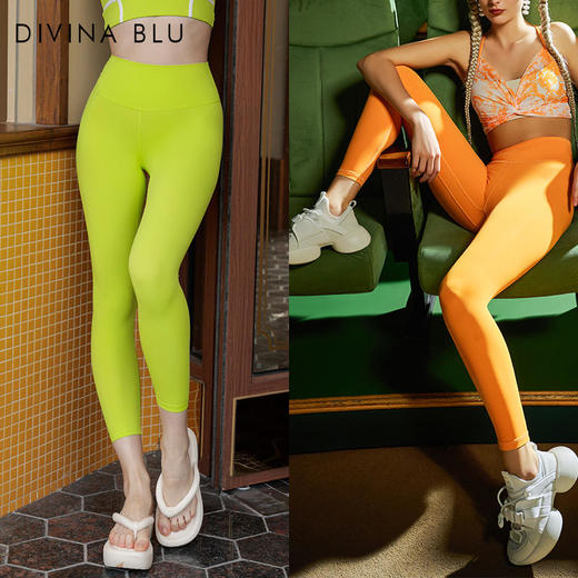 【主推颜色全】DIVINABLU伦敦系列瑜伽服跑步健身九分裤女弹力紧身高腰运动裤伦敦裸感九分裤14 商品图4