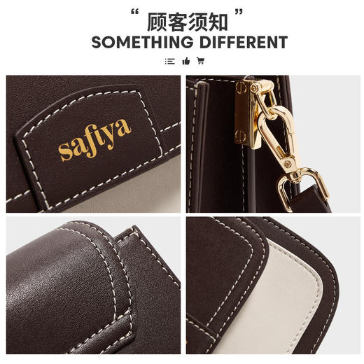 Safiya/索菲娅 牛皮包包2023新款小方包单肩包女式斜挎包女包SF997010Y 商品图5