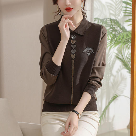 妈妈翻领打底衫，针织假两件上衣小衫薄CC-80-2830 商品图2