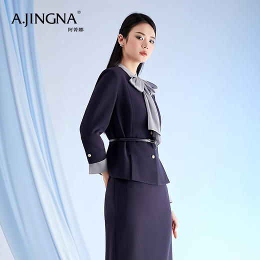 【商场同款】阿菁娜春季新款圆领简约优雅职场正装外套A28C107012 商品图4