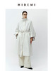 HIDEMI 极简设计感明线廓形立领腰带式长款水洗棉风衣 商品缩略图0
