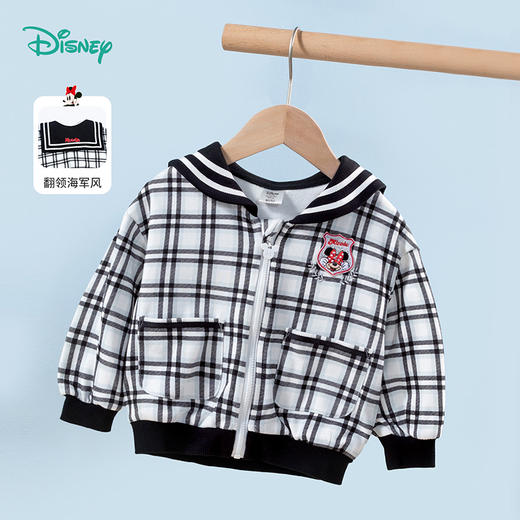 【商场同款】迪士尼童装女童大翻领学院风格子外套中大童宝宝春秋潮搭米妮徽章 商品图8