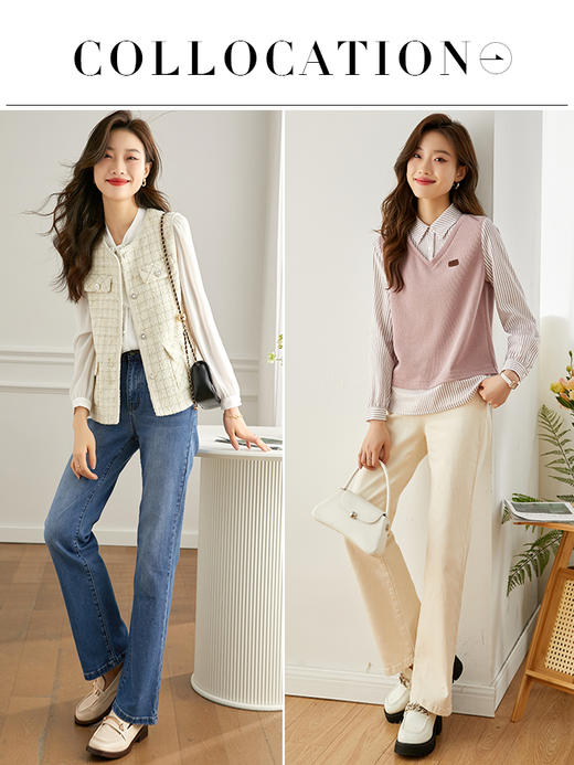 【专属特价】熙世界牛仔裤女直筒宽松2025春秋新款通勤百搭小个子显瘦烟管裤子 商品图4