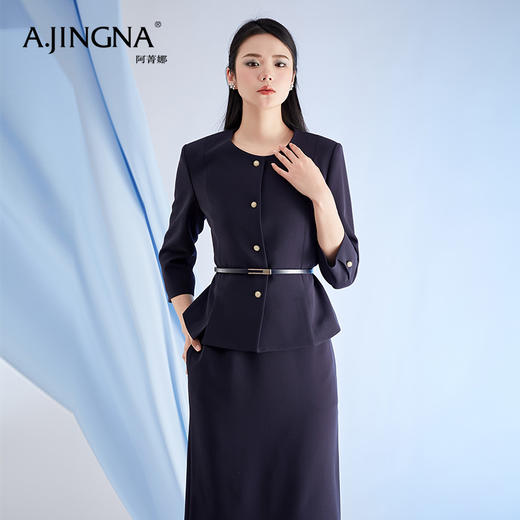 【商场同款】阿菁娜春季新款圆领简约优雅职场正装外套A28C107012 商品图2