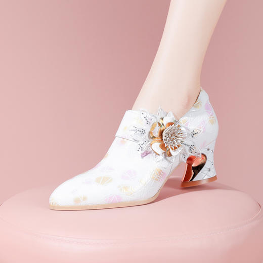 春季新款，超迁皮花朵高跟单鞋YSML-A006-H880 商品图2