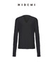 HIDEMI 柔顺云朵感清透V领超显瘦长袖薄针织T恤上衣 黑色/灰色/白色 商品缩略图11
