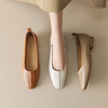 低跟米白色方头玛丽珍鞋，焦糖色平底鞋女软底浅口单鞋OFSM-6715 商品缩略图0