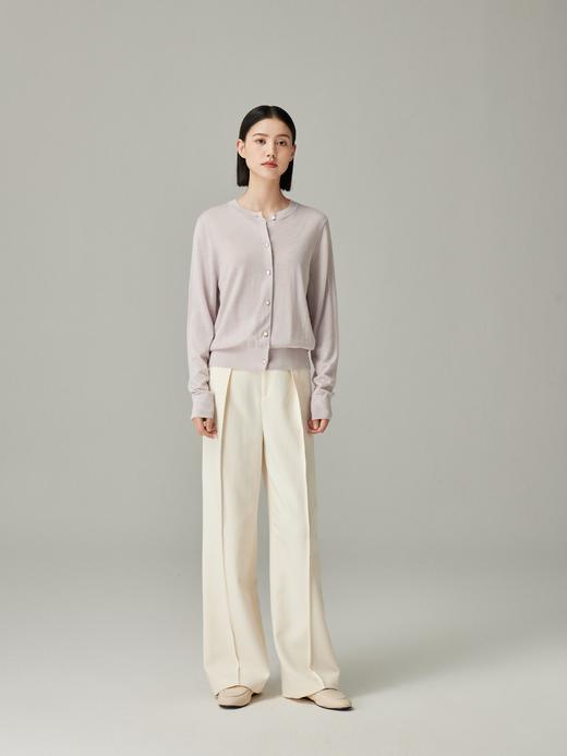 【圆领针织开衫】25%桑蚕丝/75%绵羊毛 丝羊毛经典百搭毛衫H231091258 商品图3