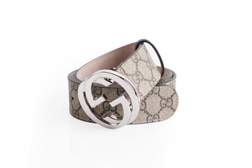 Gucci 古驰GG Supreme帆布互扣式双 G 带扣 男士4cm宽帆布腰带，钯色金属扣头411924 商品图11