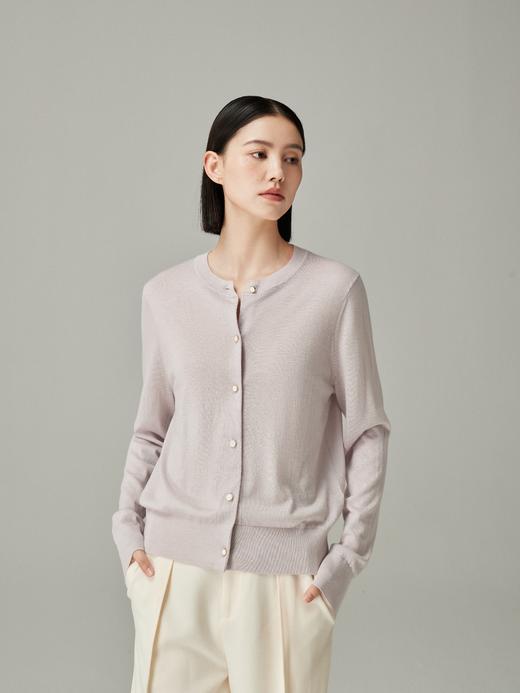 【圆领针织开衫】25%桑蚕丝/75%绵羊毛 丝羊毛经典百搭毛衫H231091258 商品图2