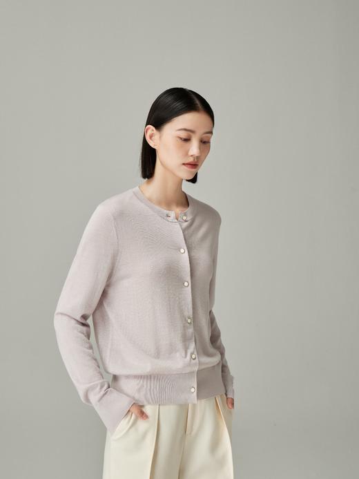 【圆领针织开衫】25%桑蚕丝/75%绵羊毛 丝羊毛经典百搭毛衫H231091258 商品图1