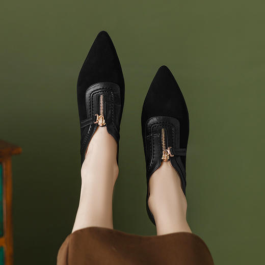 优雅百搭，尖头真皮拼接高跟鞋SF-1056 商品图11