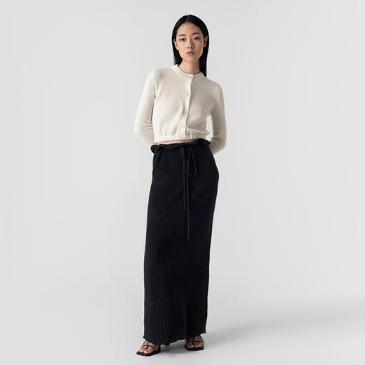 322工房几何编织棉羊绒镂空针织半裙2023春夏性感系带针织裙B011 商品图1