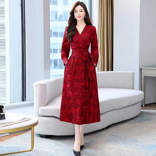 WS22589春季上新简约大方收腰显瘦休闲潮流长款系带连衣裙 商品图7