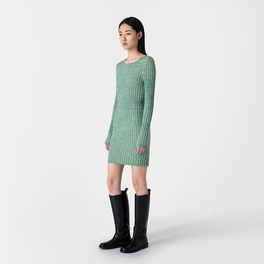 322工房轻盈释放镂空系带丝羊绒连衣裙2023春夏款简约修身裙B013 商品图2