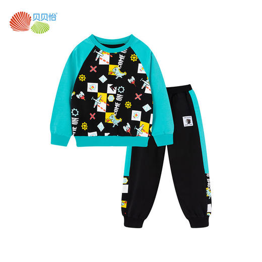 贝贝怡卫衣套装儿童高档套装男宝宝两件套圆领卫衣时尚新款 商品图4