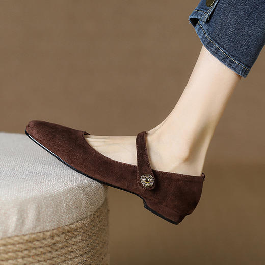 纯色优雅，低跟羊反皮猪皮里单鞋KMQ-1033-3 商品图6