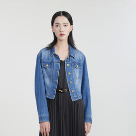 谜底短款牛仔外套女2023春新款复古百搭修身单排扣长袖231MW0033