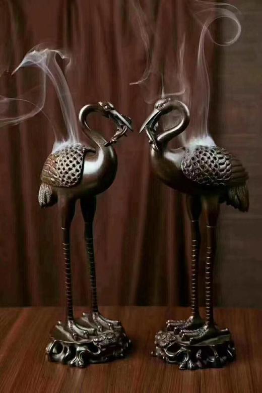 衔芝瑞鹤香炉一对（送鹅梨帐中香一盒） 商品图0