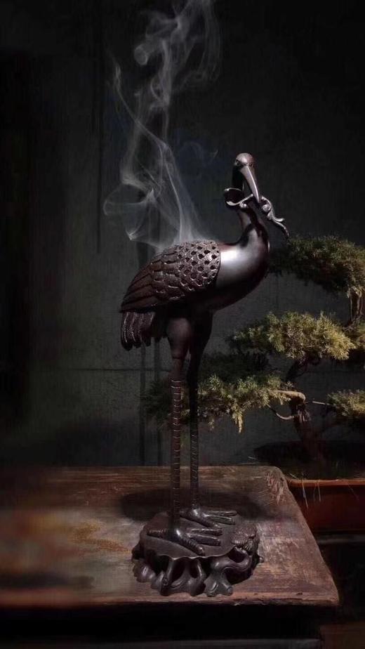 衔芝瑞鹤香炉一对（送鹅梨帐中香一盒） 商品图1