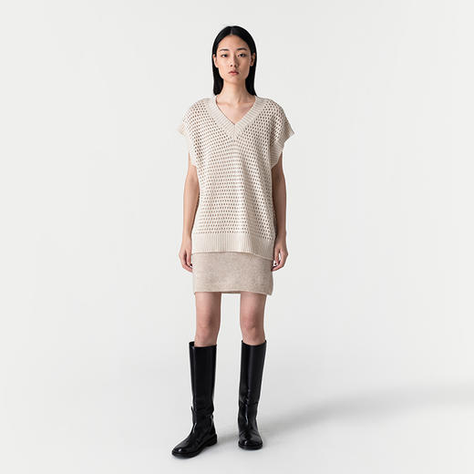 322工房清新透视纯棉带子纱镂空网眼马甲2023春夏款叠搭背心B015 商品图1