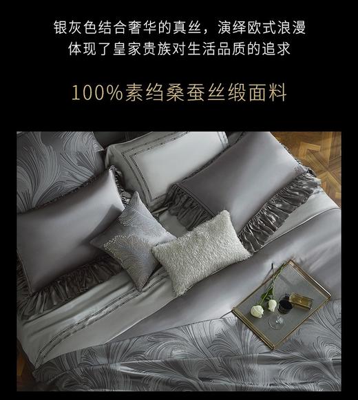 【6F】ROYALCOVER/罗卡芙新巴洛克风简约纯色全真丝四件套 帕西法尔灰 商品图1