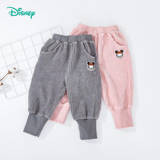 迪士尼童装女童裤子秋装儿童运动裤中小童休闲裤束脚新款潮213K1181 商品图0