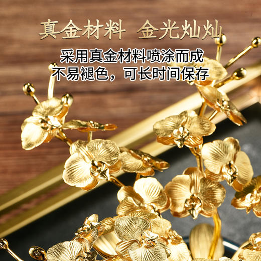 金箔蝴蝶兰盆景书桌玄关摆件送朋友高升新家乔迁礼物家居饰品 商品图1
