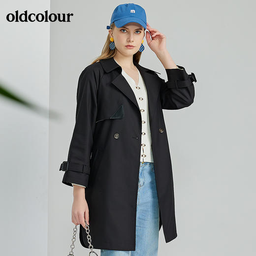 oldcolour欧珂2022春新款纯色中长款风衣外套O11047129 商品图3