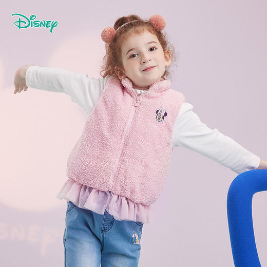 迪士尼童装 女童马甲秋冬季宝宝毛绒坎肩儿童卡通可爱马夹潮 商品图1