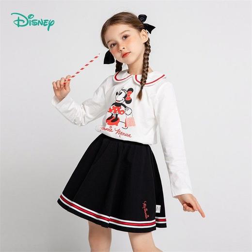 迪士尼童装女童套装学院风春装儿童新款百褶裙长袖T恤中小童衣服221T1348 商品图1