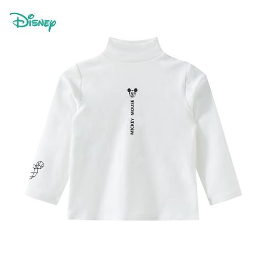 迪士尼童装儿童半高领长袖T恤男女童保暖打底衫纯色韩版卡通上衣223S1737 商品图0