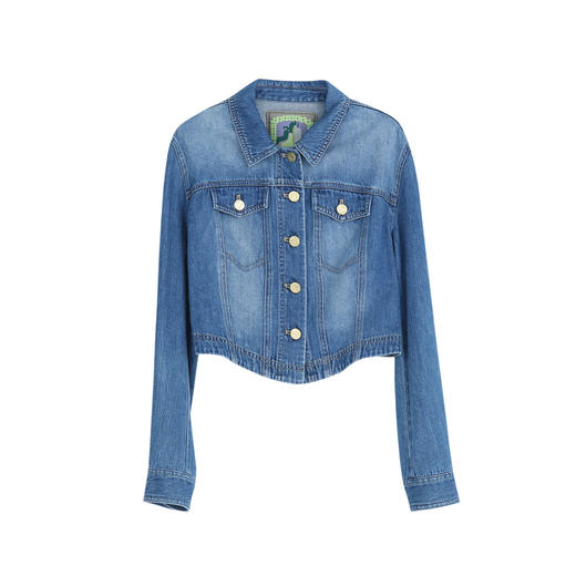 谜底短款牛仔外套女2023春新款复古百搭修身单排扣长袖231MW0033 商品图4