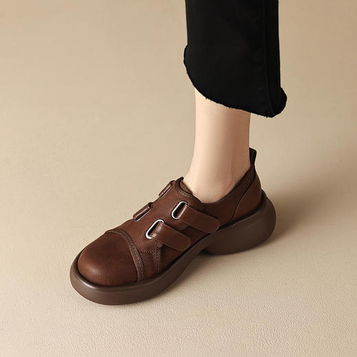 时尚百搭，头层牛巴戈+牛皮厚底单鞋MDY-C235-15 商品图3