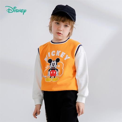 迪士尼童装男童卫衣春季新款长袖假两件t恤中小童上衣秋款运动221S1683 商品图2