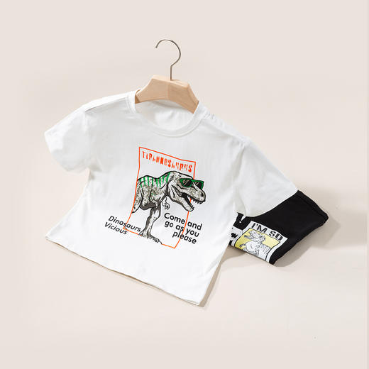 贝贝怡儿童T恤短袖男童装夏季2022新品卡通印花上衣衣服休闲薄款 商品图2