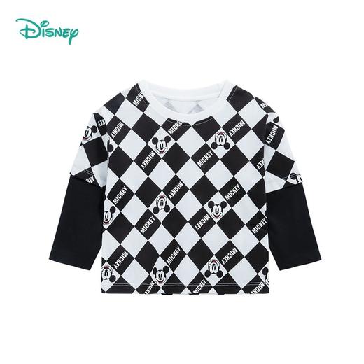 迪士尼童装儿童长袖T恤春秋款男女中大童拼接假两件上衣打底223S1735 商品图6