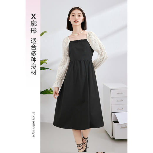 【严选】诗凡黎假两件拼接撞色连衣裙7E3190601 商品图1