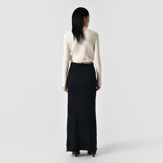 322工房几何编织棉羊绒镂空针织半裙2023春夏性感系带针织裙B011 商品图4