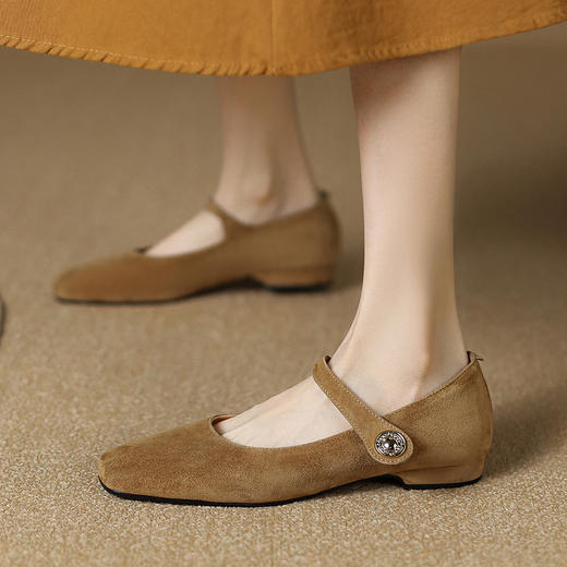 纯色优雅，低跟羊反皮猪皮里单鞋KMQ-1033-3 商品图7