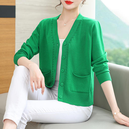 早春开衫针织外套女薄款春装，新款小个子配裙子V领毛衣披肩CC-3161 商品图1
