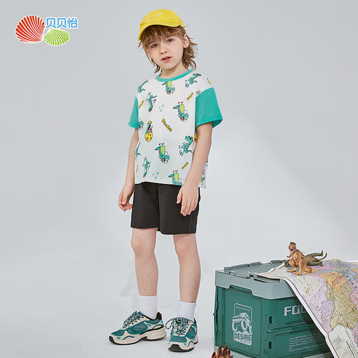 贝贝怡童装男童短袖套装夏新款小童薄款透气儿童t恤休闲短裤 商品图1