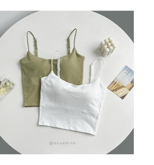 老米优品 / 2件包邮！春夏满分内搭！颜色绝绝子~~《阔领露脐吊带》一字美背细肩带，隐形细肩带，舒适百搭，自带胸垫，免穿文胸！DD230214A 商品图8