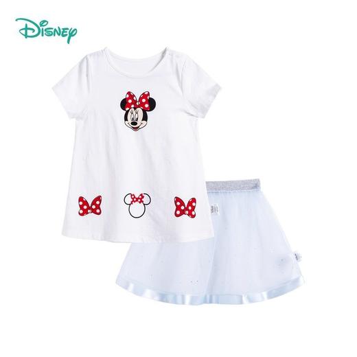迪士尼童装 女童夏季套装宝宝短袖新款洋气上衣仙裙子两件套212T1247 商品图3
