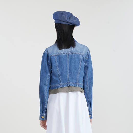 谜底短款牛仔外套女2023春新款复古百搭修身单排扣长袖231MW0033 商品图2