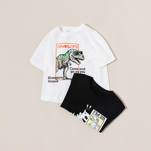 贝贝怡儿童T恤短袖男童装夏季2022新品卡通印花上衣衣服休闲薄款 商品图1